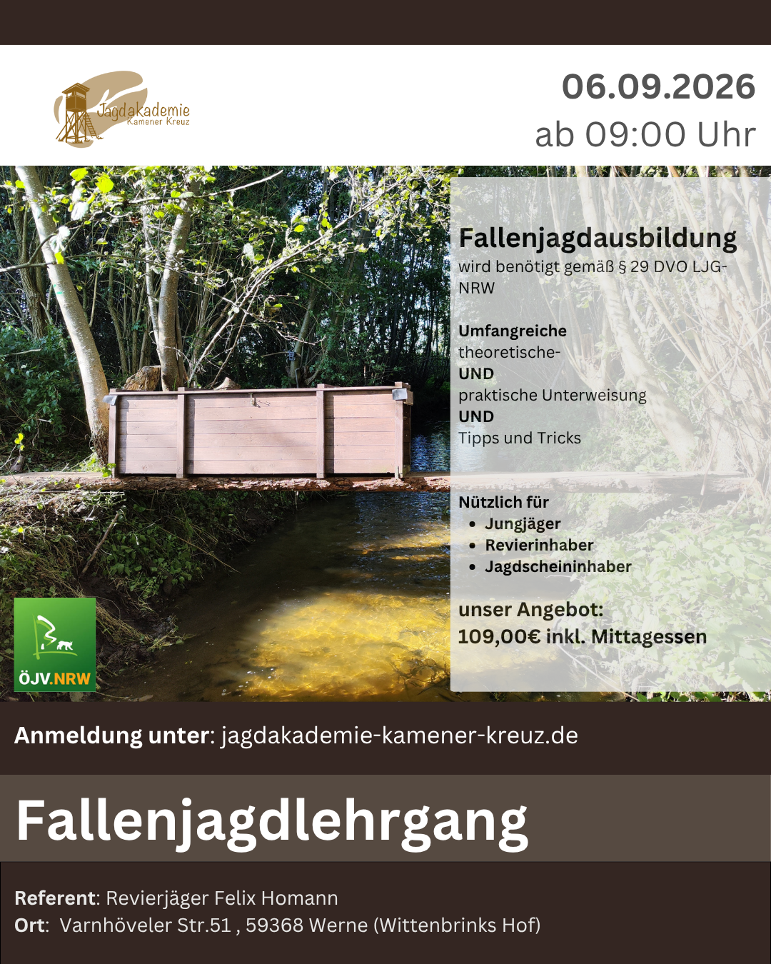 Jagdakademie Kamener Kreuz: FANGJAGDLEHRGANG NRW